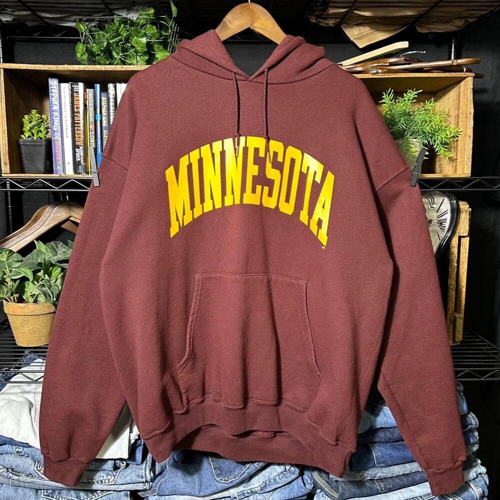 Vintage Champion Minnesota Gophers Hoodie U of M Maroon College Sweatshirt XL